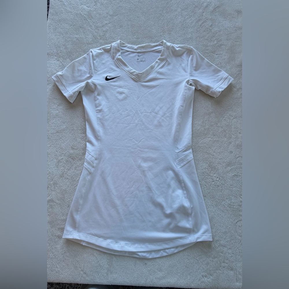 Nike White Dri Fit V Neck Athletic Shirt XS Womens Training Performance Top